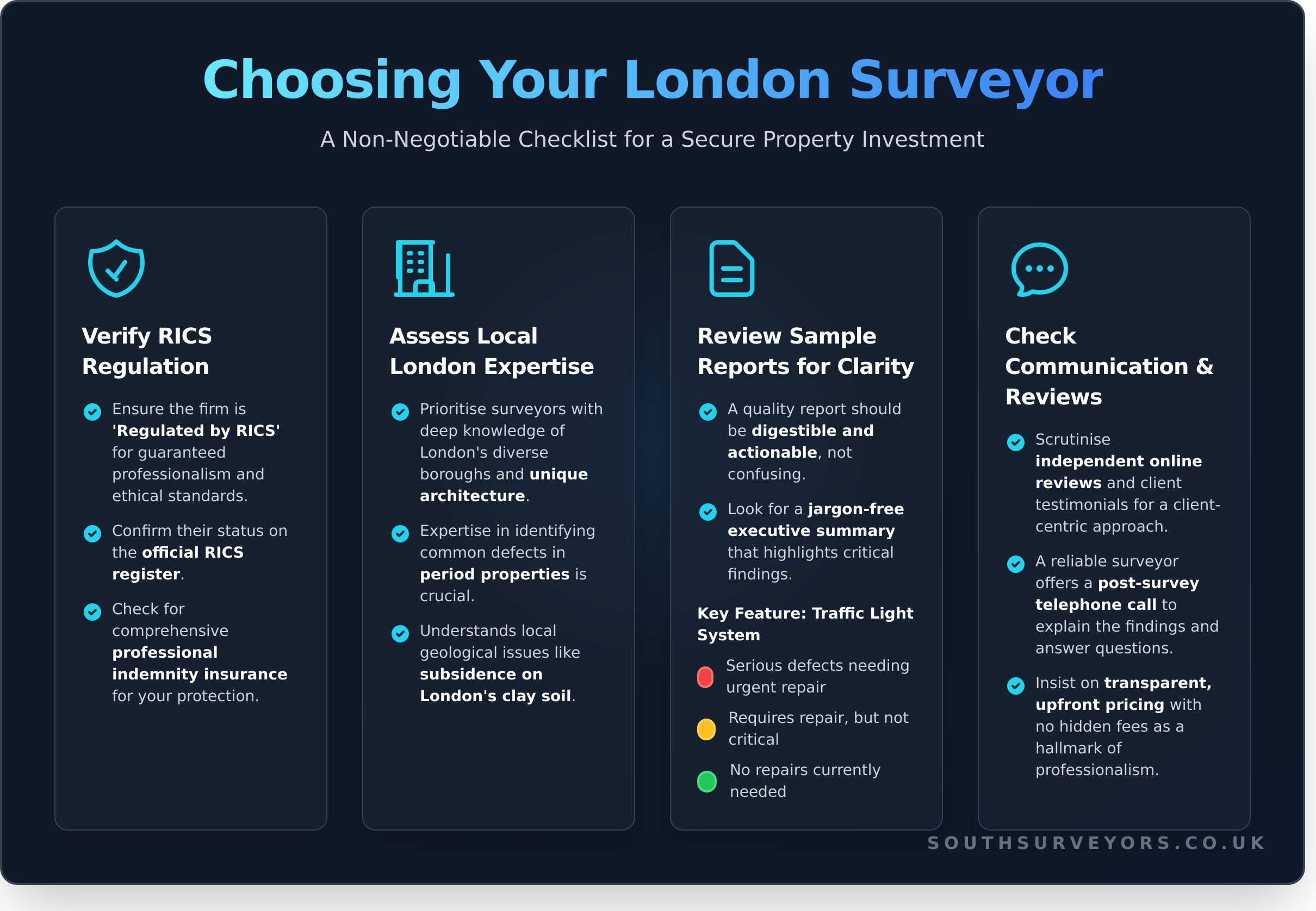 Chartered Surveyors London: Your Guide to Choosing the Right Expert - Infographic