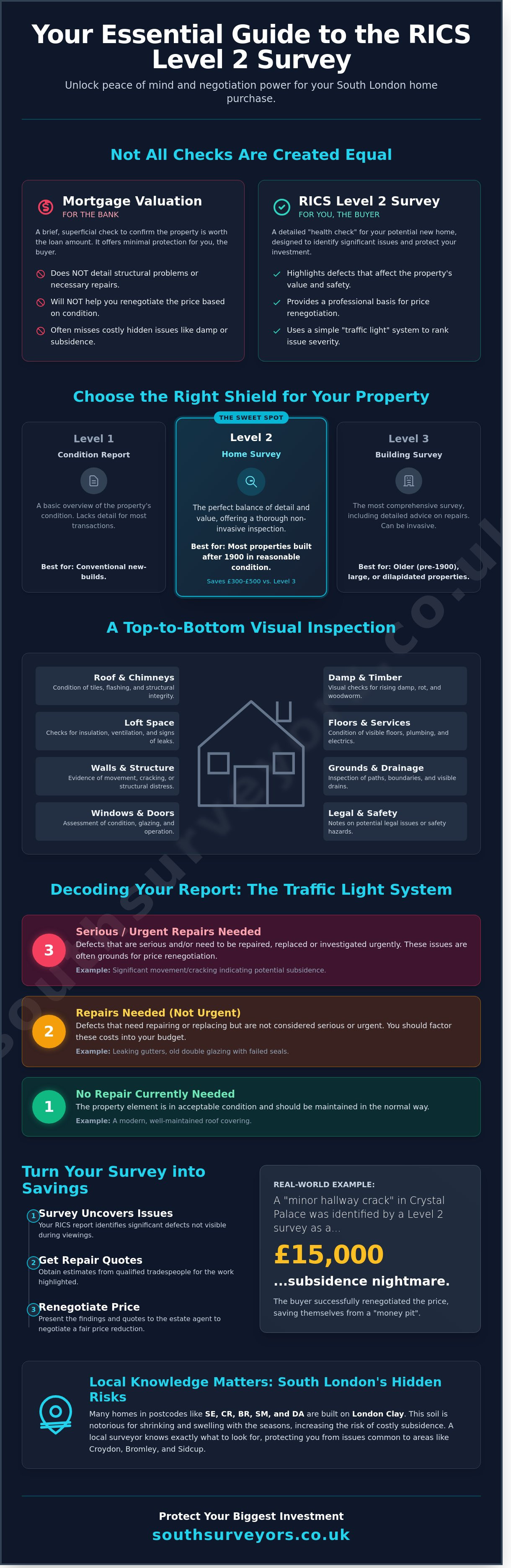 RICS Level 2 Survey: The South London Buyer’s Guide to Peace of Mind (and Avoiding Money Pits) - Infographic