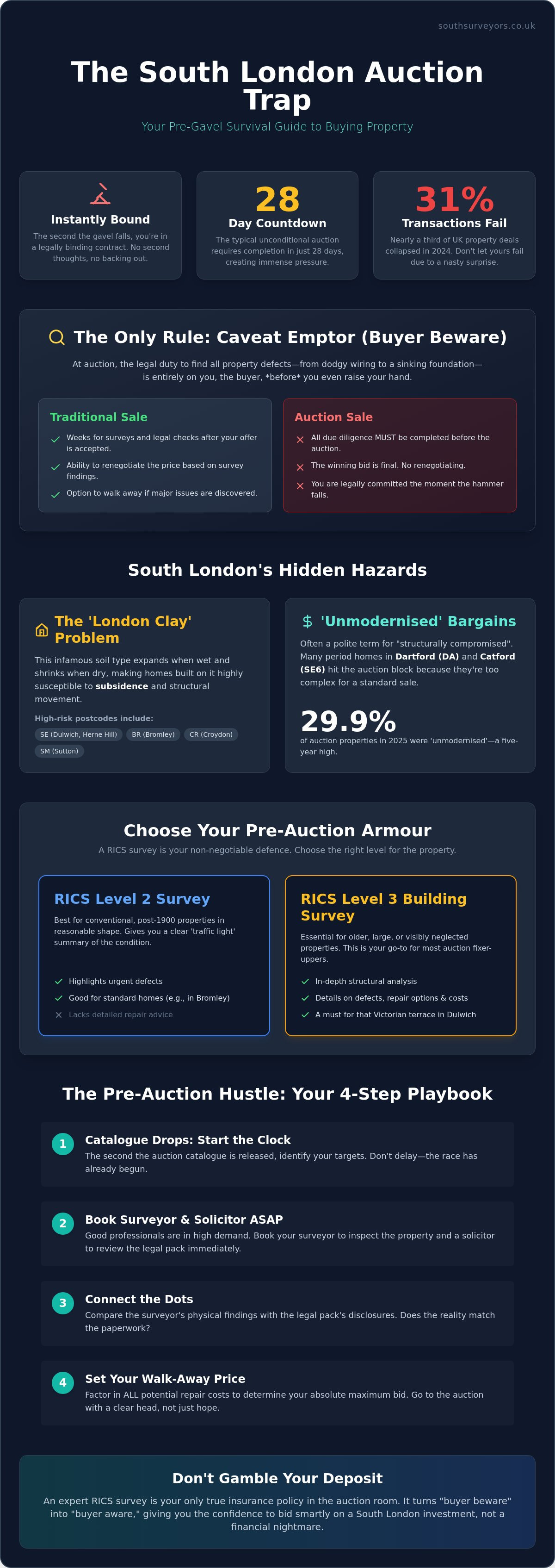 Survey Advice for Buying at Auction: Don't Get Hammered in South London